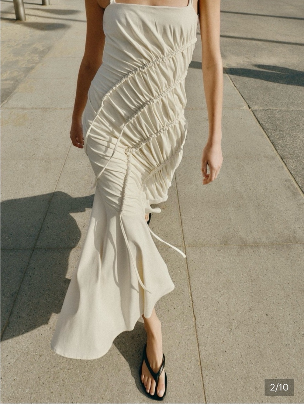Zara Cream Maxi Dress with Spaghetti Straps
